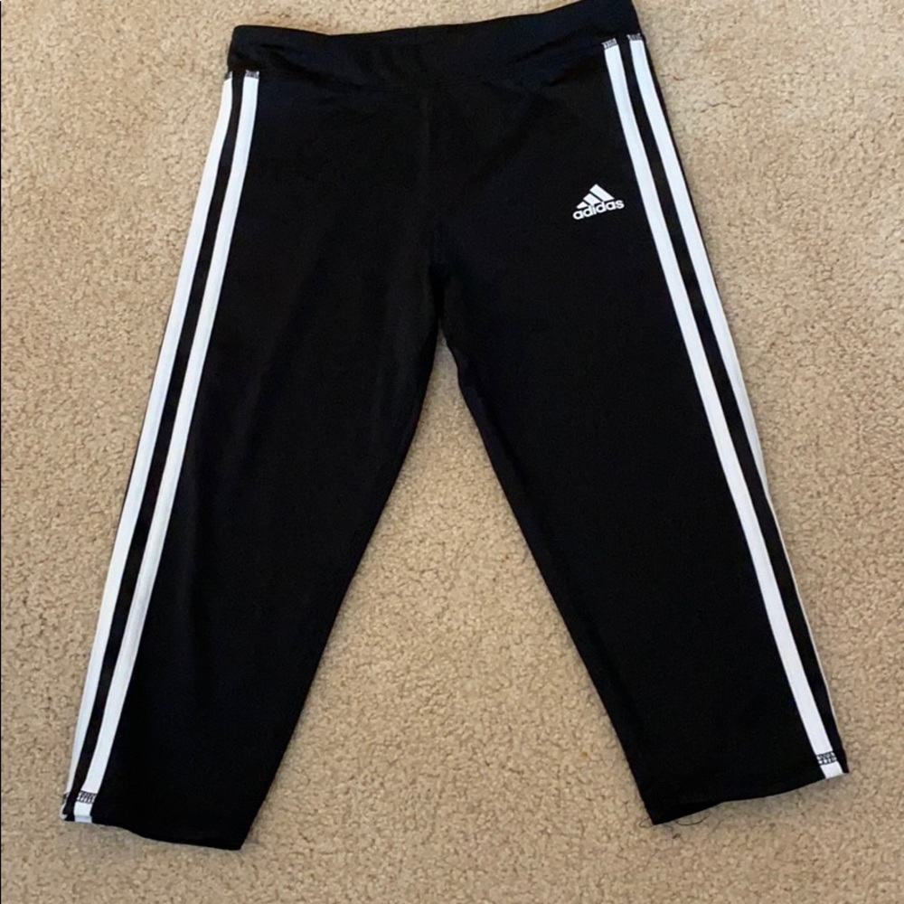 Black Stripe Adidas Capri Leggings